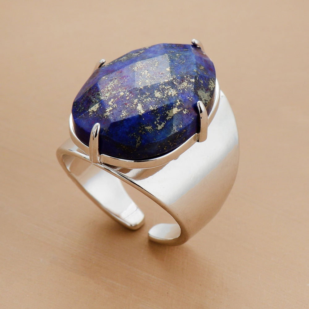 Natural Lapis Lazuli Cuff Ring