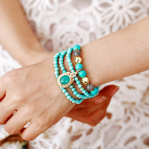 Natural Turquoise & Labradorite Beads Necklace / Bracelet