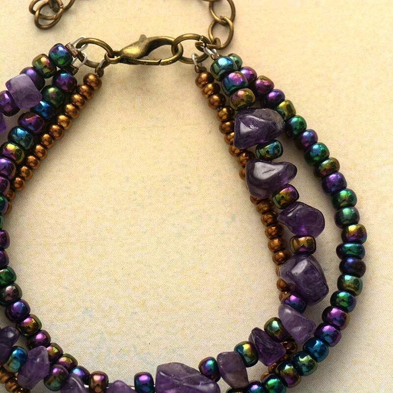 Natural Amethyst Multi Strands Bracelet