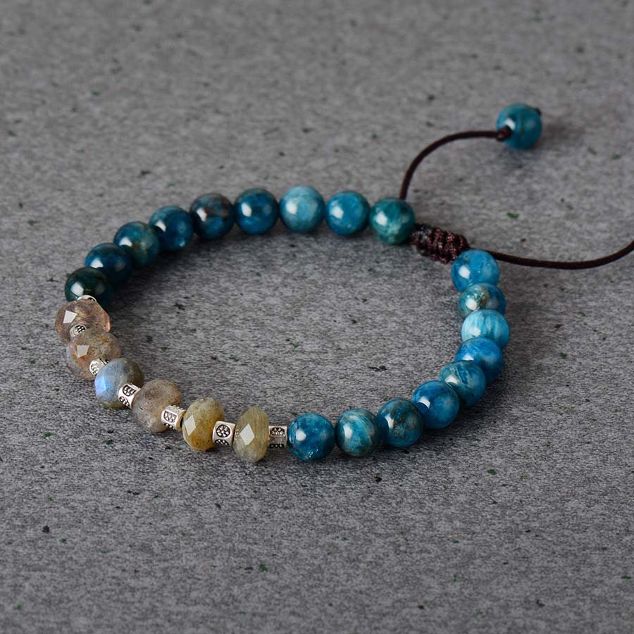 Man & Woman Natural Apatite & Laradorite Beaded Bracelet