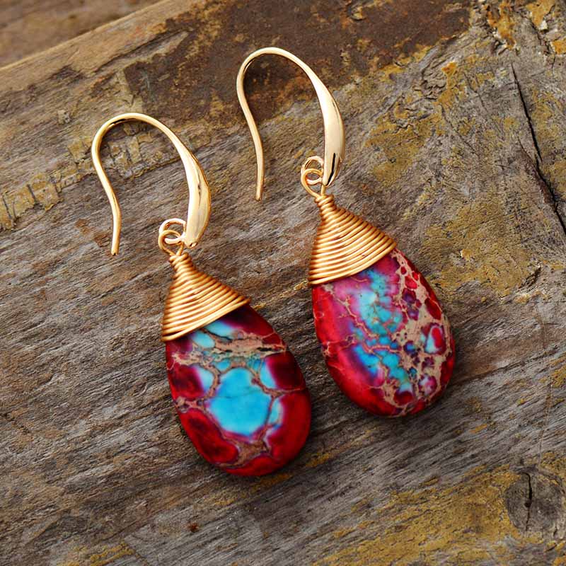 Natural Jasper Ethnic Earrings