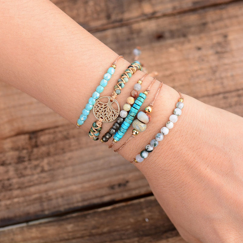 Natural Turquoise Jasper / Pyrite / Hematite Seed Beads Wrap Bracelet