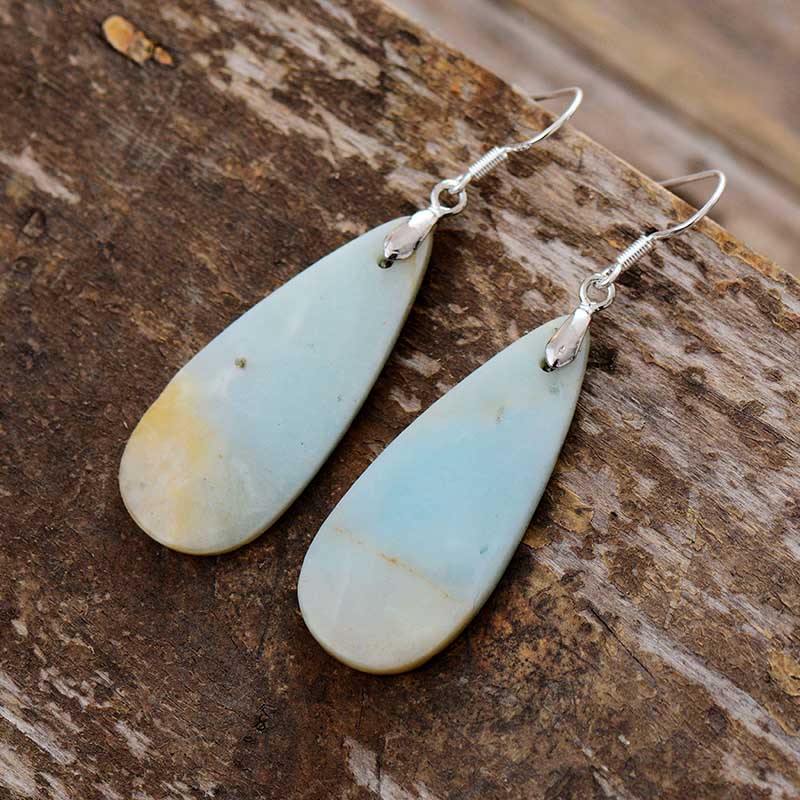 Natural Amazonite Teardrop Earrings