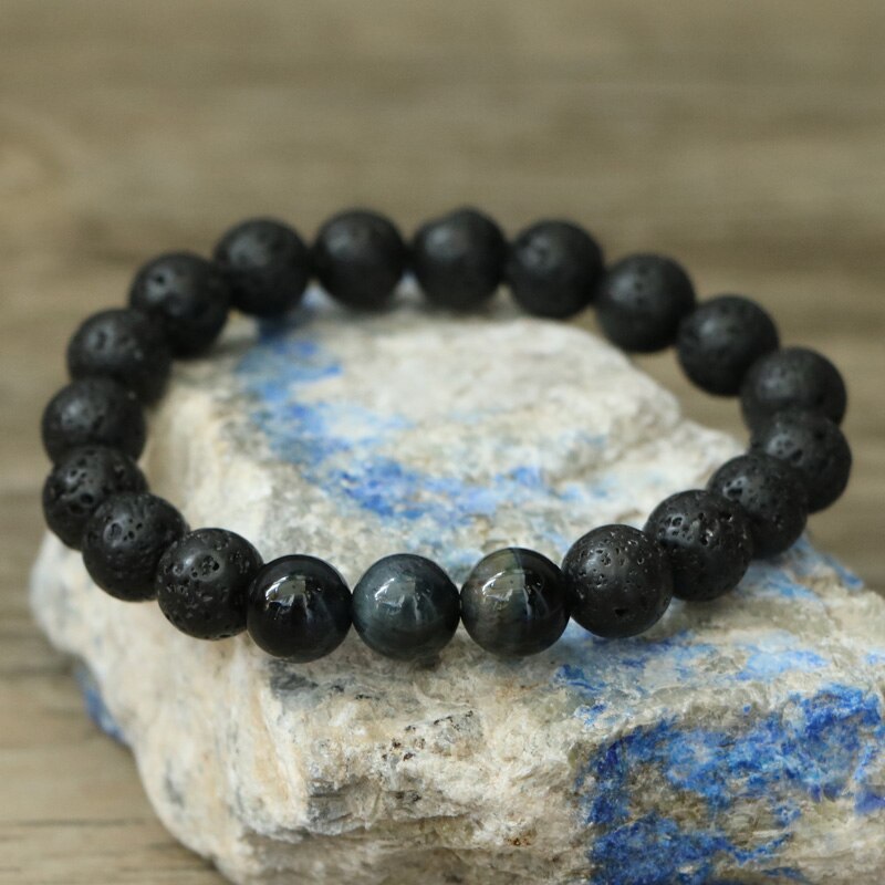 Natural Lava Stones & Tiger Eye Aromatherapy Beaded Bracelet