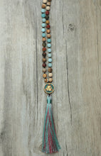 Load image into Gallery viewer, Nepalese 108 Natural Amazonite &amp; Jasper Beads Mala Hum Necklace
