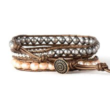 Load image into Gallery viewer, Natural Gold &amp; Silver Sheen Freshwater Pearls Wrap Bracelet

