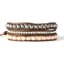 Load image into Gallery viewer, Natural Gold &amp; Silver Sheen Freshwater Pearls Wrap Bracelet
