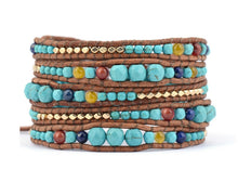 Load image into Gallery viewer, Natural Turquoise Leather Wrap Bracelet
