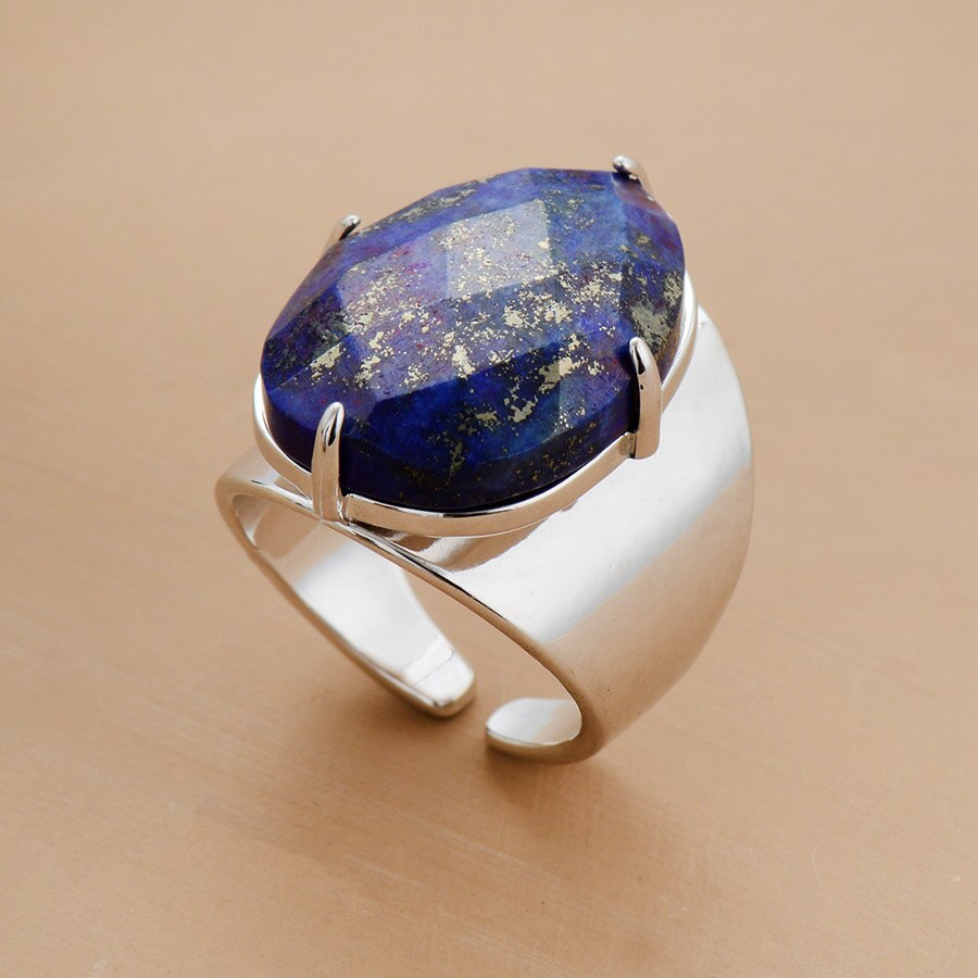 Natural Lapis Lazuli Cuff Ring