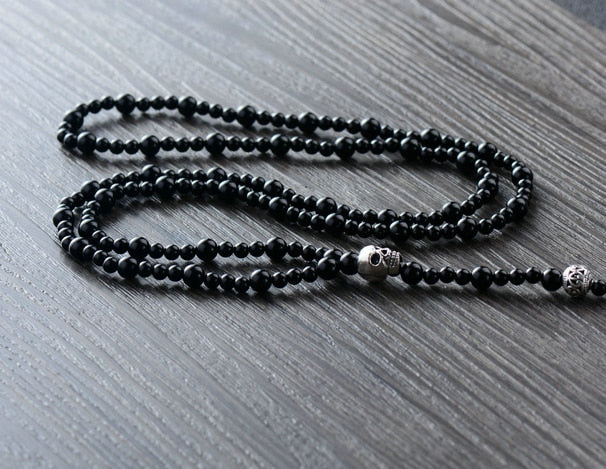 Natural Black Onyx Beaded Necklace