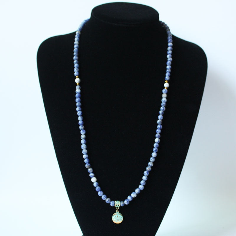 Natural Sodalite 108 Mala Beads Necklace / Bracelet