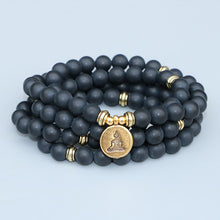 Load image into Gallery viewer, Natural Black Onyx 108 Mala Beads Necklace / Bracelet
