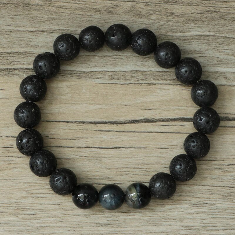 Natural Lava Stones & Tiger Eye Aromatherapy Beaded Bracelet