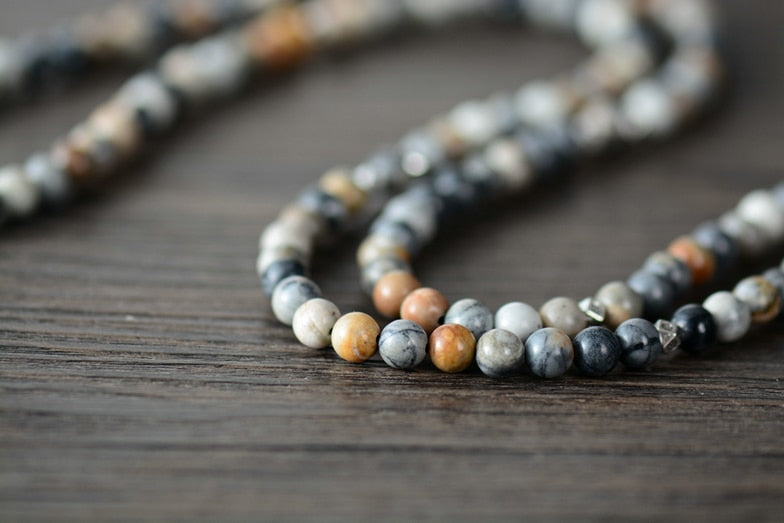 Natural Blue Picasso Jasper Beaded Necklace