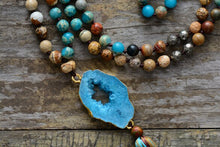 Load image into Gallery viewer, 108 Natural Jasper Druzy &amp; Pyrite Bead Mala Necklace
