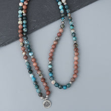 Load image into Gallery viewer, Natural Jasper &amp; Apatite 108 Beads Mala Necklace / Bracelet
