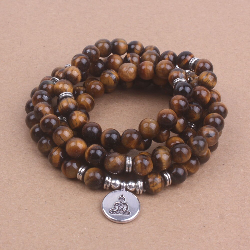 Natural Tiger's Eye 108 Beads Mala Necklace / Bracelet