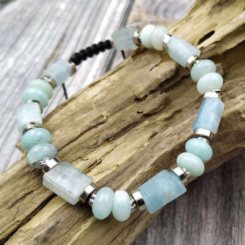 Natural Aquamarine & Amazonite Beaded Bracelet