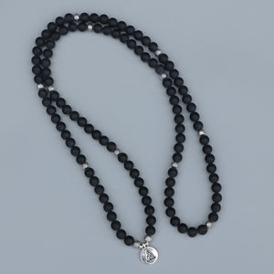 Natural Black Onyx 108 Mala Beads Necklace / Bracelet