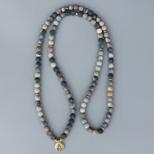 Natural Picasso Jasper 108 Mala Beads Necklace / Bracelet