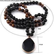 Load image into Gallery viewer, Natural Lava Stone, Tiger&#39;s Eye and Black Onyx Pendant Aromatherapy Necklace
