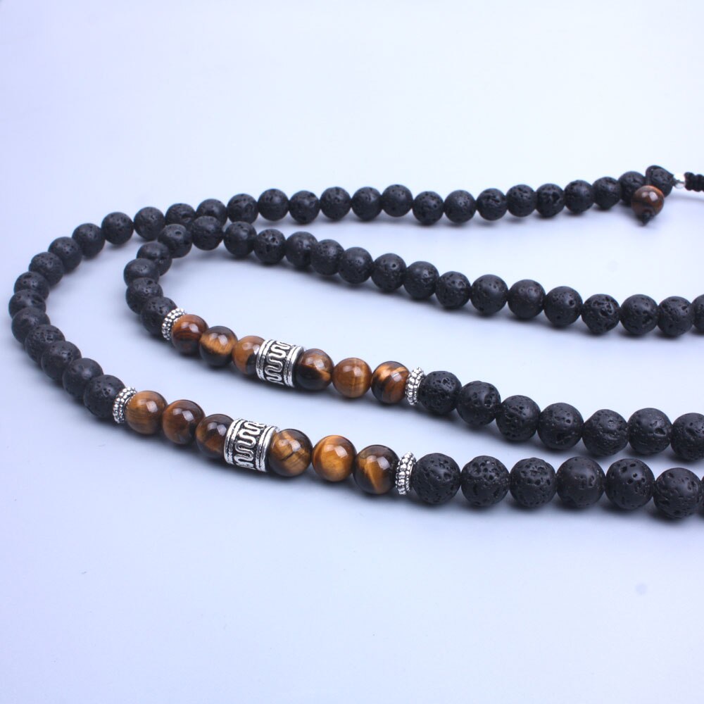 Natural Lava Stones & Tiger Eye Wing Pendant Aromatherapy Necklace