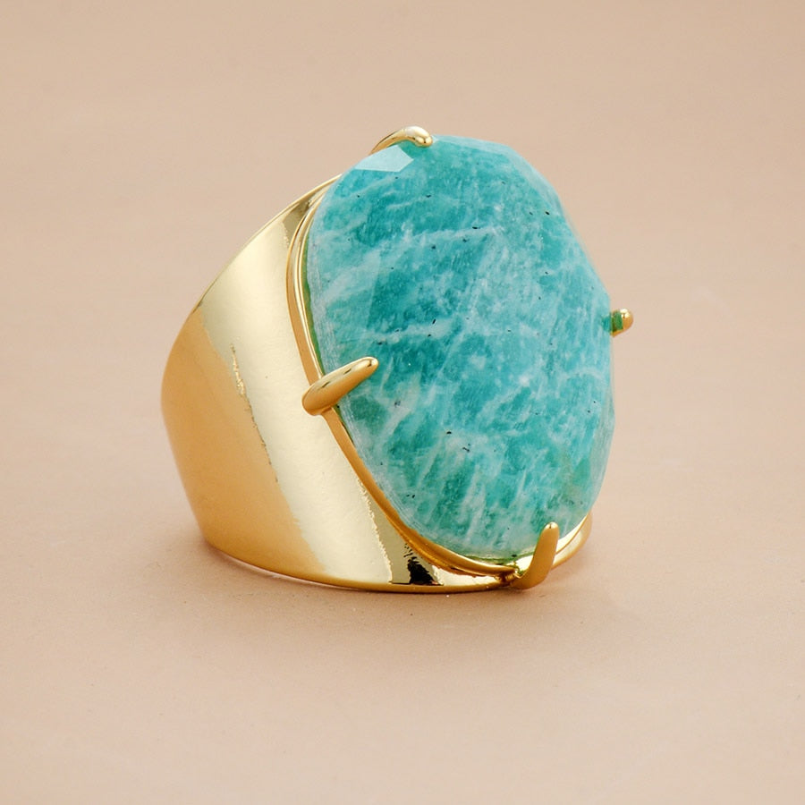 Natural Amazonite Cuff Ring