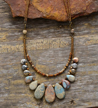 Load image into Gallery viewer, Multi-layered Choker Necklace with Natural Imperial Jasper &amp; Agate Beads
