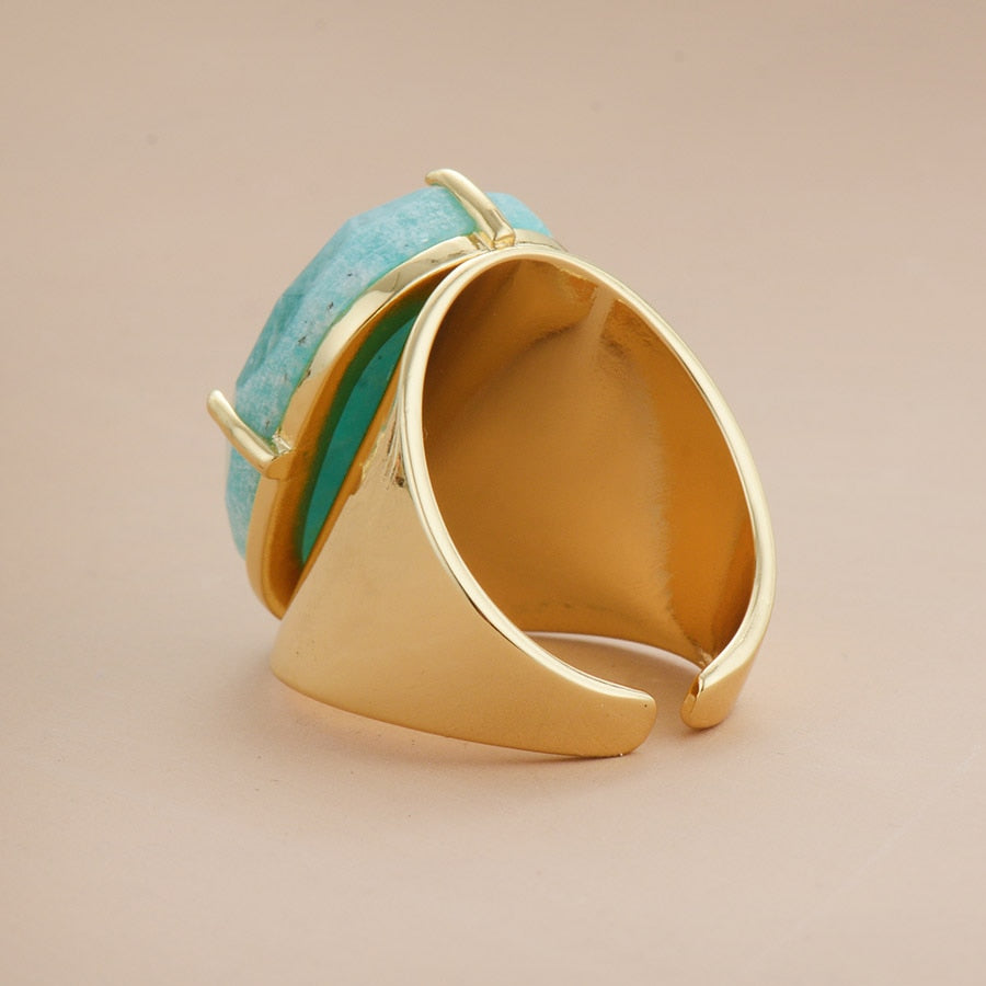 Natural Amazonite Cuff Ring