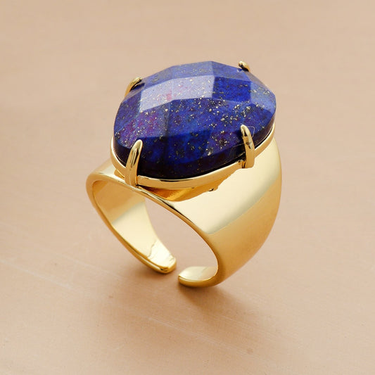 Natural Lapis Lazuli Cuff Ring