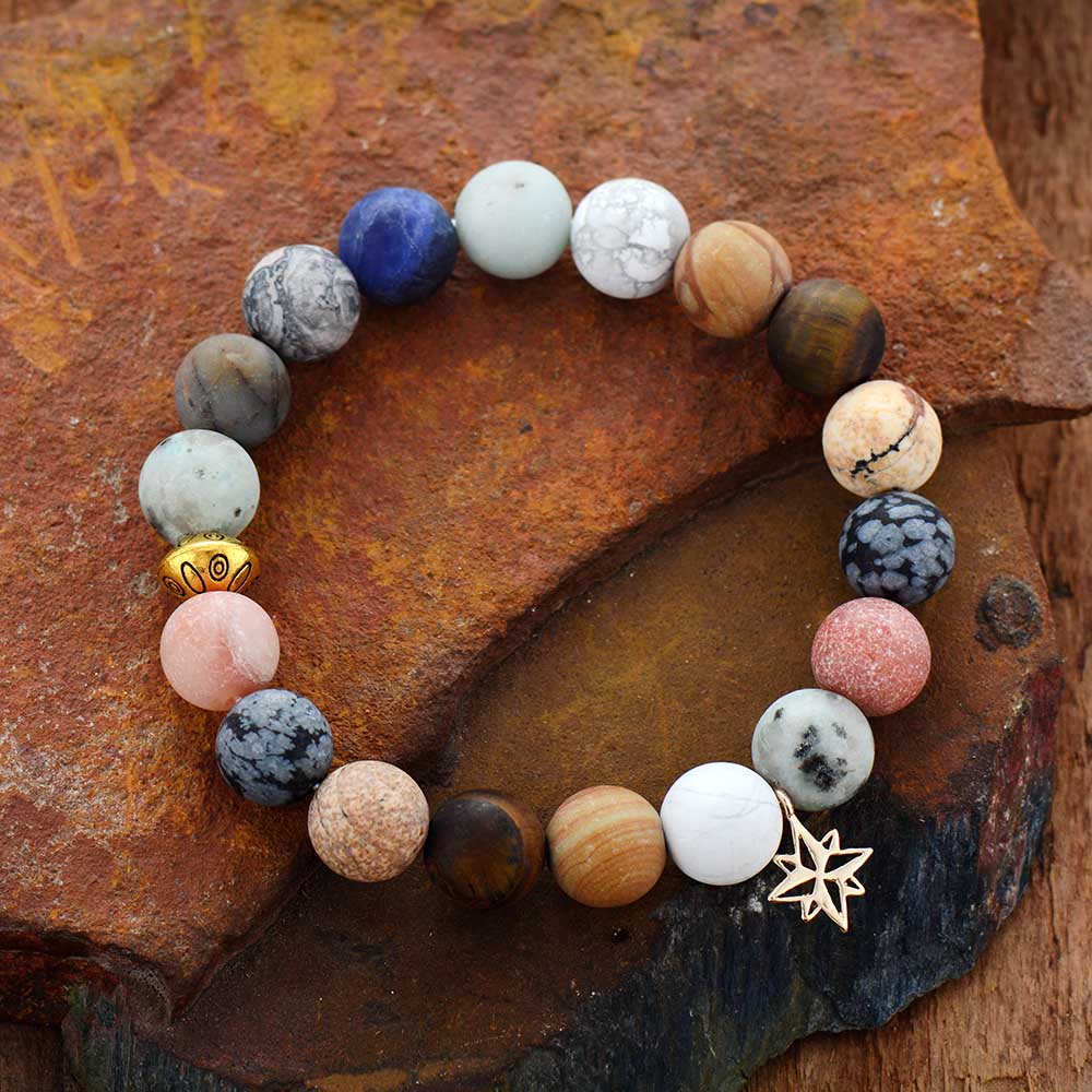 Natural Matte Gemstones Beaded Bracelet