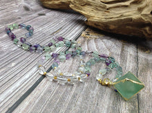 Load image into Gallery viewer, Natural Fluorite Mala Necklace &amp; Octahedron Pendant
