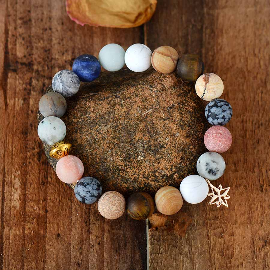 Natural Matte Gemstones Beaded Bracelet