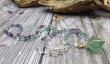Load image into Gallery viewer, Natural Fluorite Mala Necklace &amp; Octahedron Pendant
