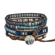 Load image into Gallery viewer, Plated Brass Beads, Crystal &amp; Hematite Leather Wrap Bracelet
