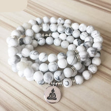Load image into Gallery viewer, Natural Howlite 108 Mala Beads Necklace / Bracelet
