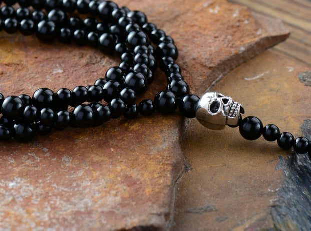 Natural Black Onyx Beaded Necklace