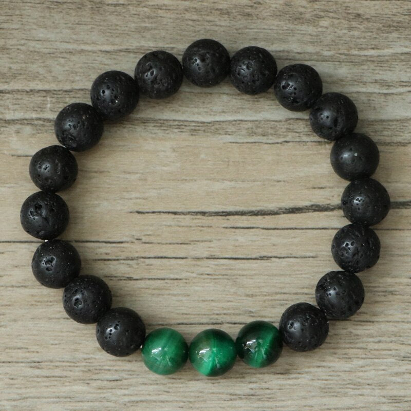 Natural Lava Stones & Tiger Eye Aromatherapy Beaded Bracelet