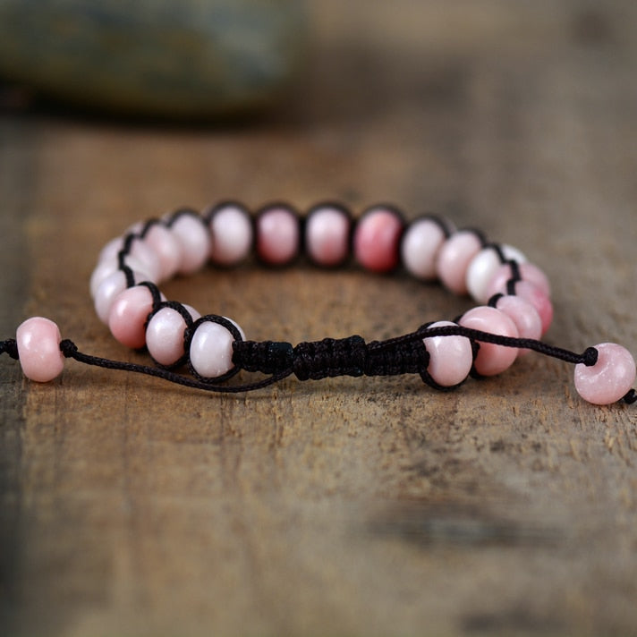 Natural Pink Opal Beaded Wrap Bracelet