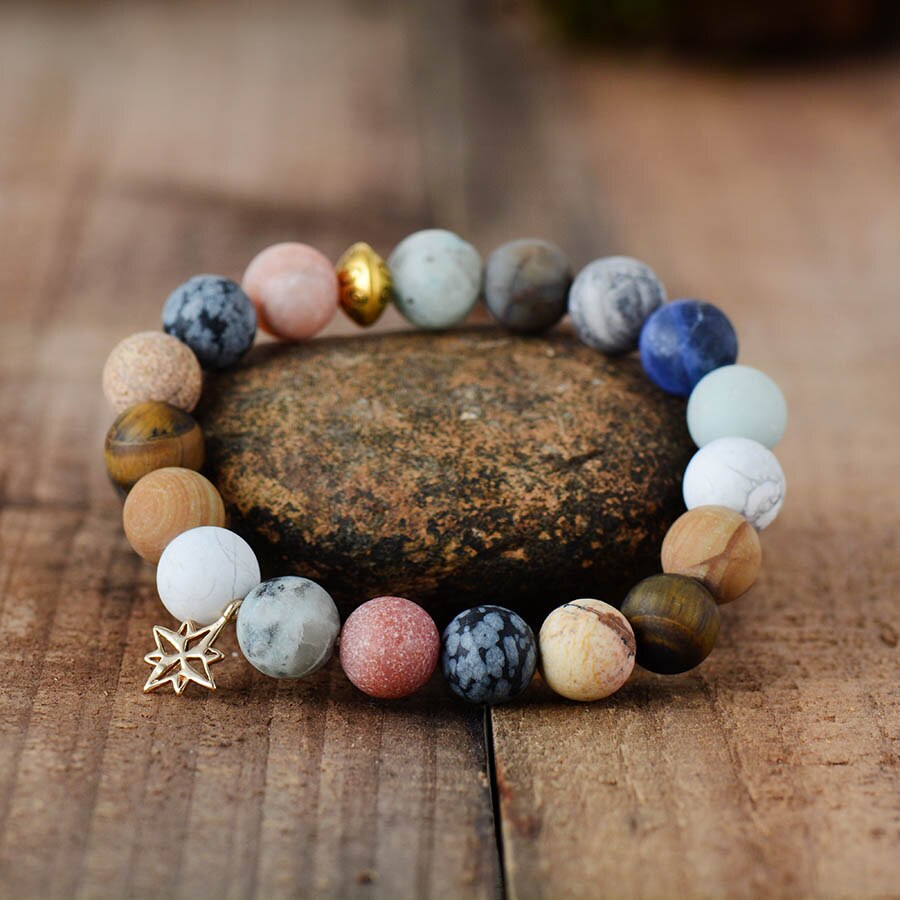 Natural Matte Gemstones Beaded Bracelet