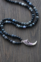 Load image into Gallery viewer, Natural Onyx, Lava Stones &amp; Jasper Beaded Necklace with Dragon Tusk Pendant
