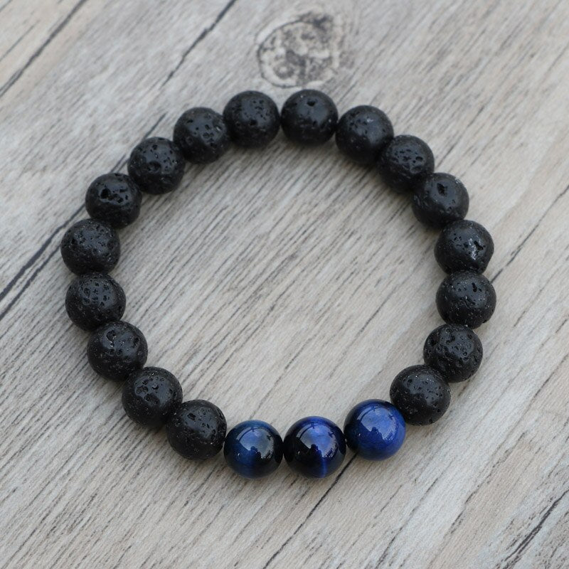 Natural Lava Stones & Tiger Eye Aromatherapy Beaded Bracelet