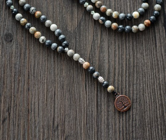 Natural Blue Picasso Jasper Beaded Necklace