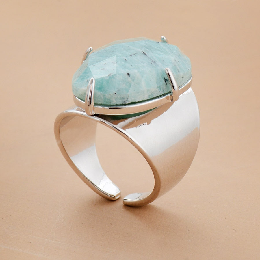 Natural Amazonite Cuff Ring