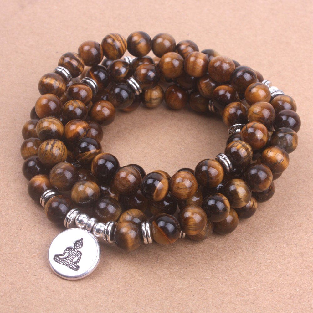Natural Tiger's Eye 108 Beads Mala Necklace / Bracelet