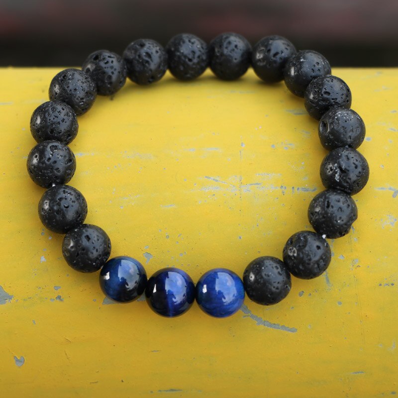 Natural Lava Stones & Tiger Eye Aromatherapy Beaded Bracelet