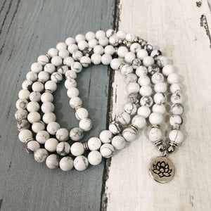 Natural Howlite 108 Mala Beads Necklace / Bracelet