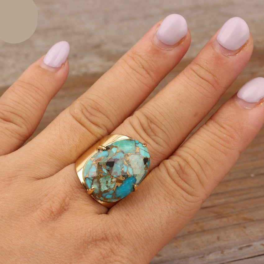 Natural Turquoise Cuff Ring