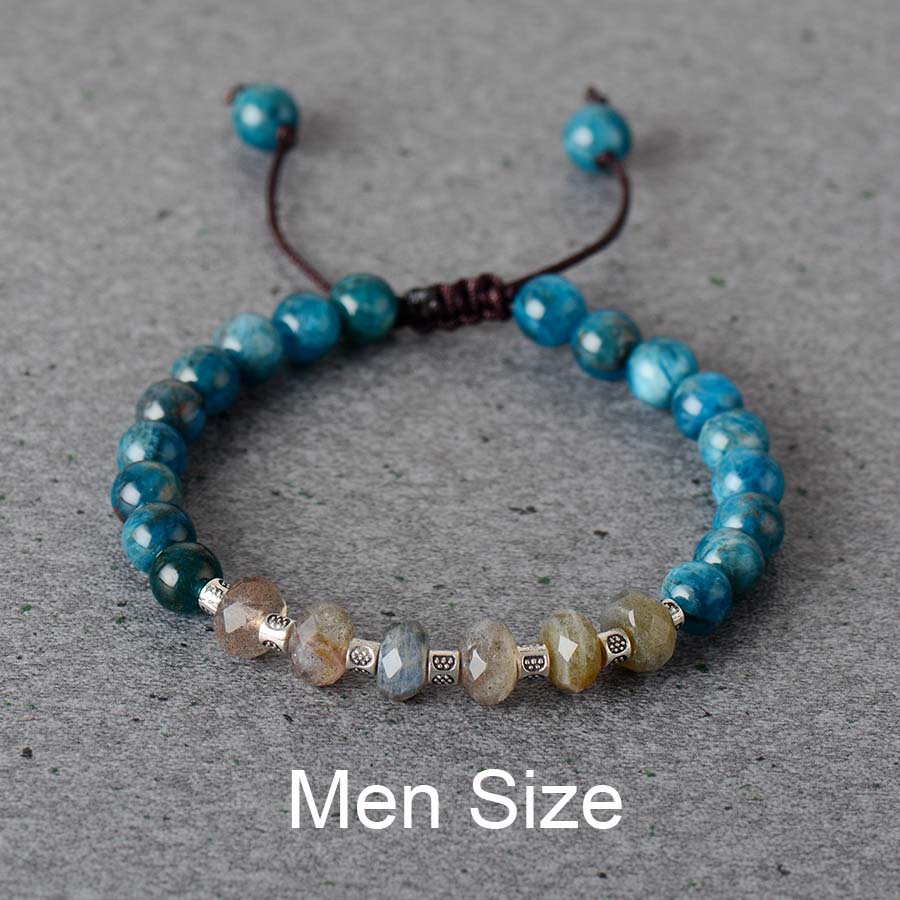 Man & Woman Natural Apatite & Laradorite Beaded Bracelet