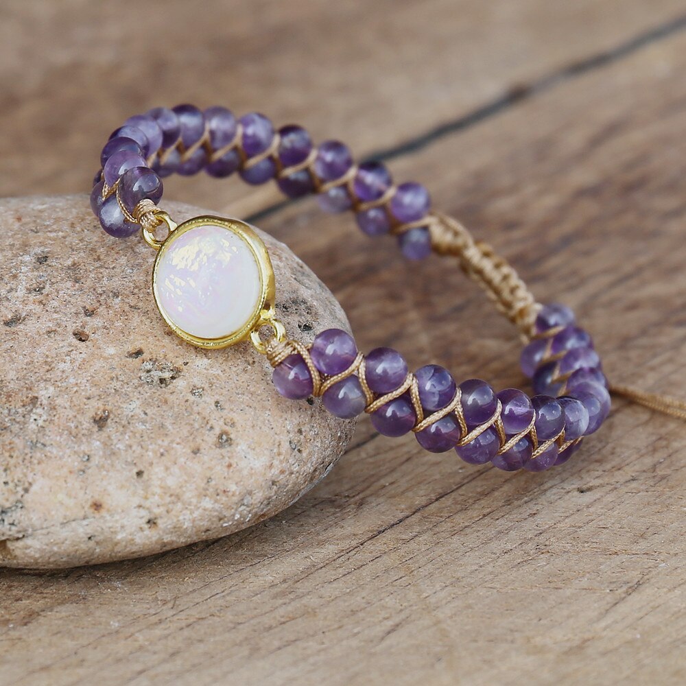 Natural Amethyst & Opal Wrap Bracelet